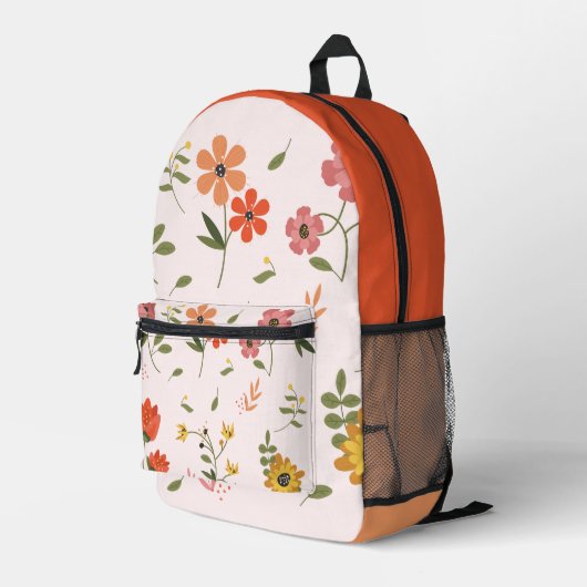 bloemencollectie bedrukte rugzak (Achterkant Hoek Rechts)