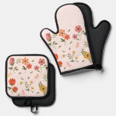 bloemencollectie ovenwant & pannenlap set (Voorkant / Achterkant)