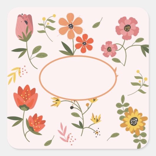bloemencollectie vierkante sticker (Voorkant)