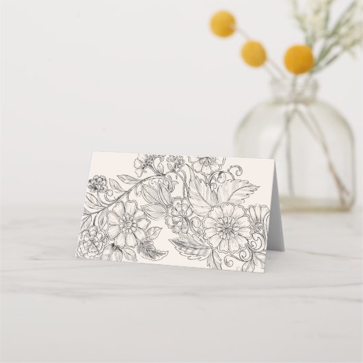  bloemencrème bruiloft plaatskaartje (Achterkant)