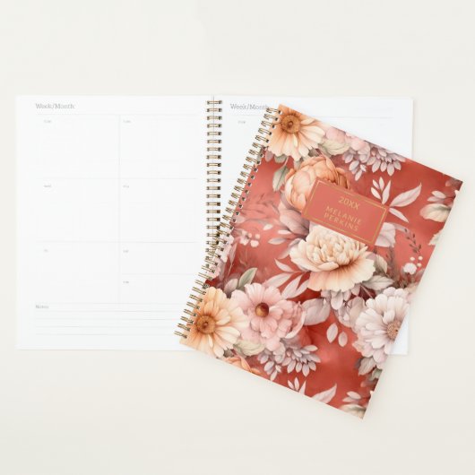  Bloemencrème Koraal Waterverf Bloemen Planner (Display)