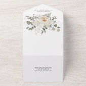 Bloemencrème off witte Rozen groen bruiloft All In One Uitnodiging (Buitenkant)