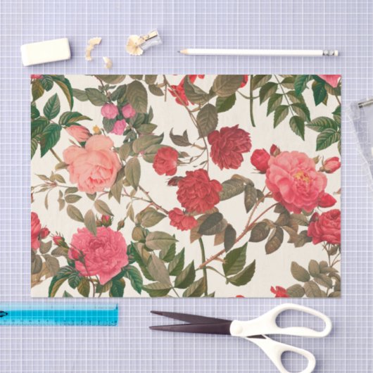 Bloemencrème Roze Rozentuin Tissuepapier (Craft)