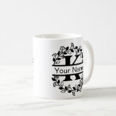 Bloemend Alphabet met Naam Eigen Monogram Koffiemok (Voorkant rechts)