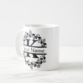 Bloemend Alphabet met Naam Eigen Monogram Koffiemok (Voorkant links)
