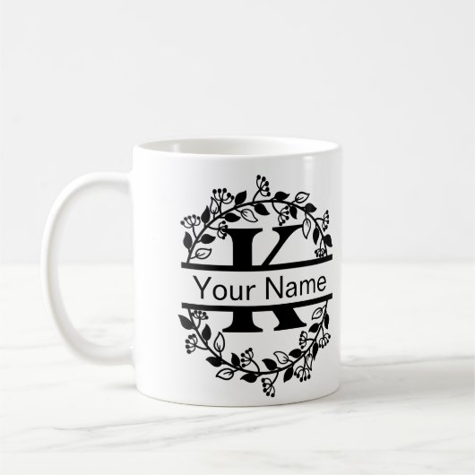 Bloemend Alphabet met Naam Eigen Monogram Koffiemok (Links)
