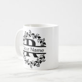 Bloemend Alphabet met Naam Eigen Monogram Koffiemok (Voorkant links)