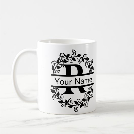 Bloemend Alphabet met Naam Eigen Monogram Koffiemok (Links)