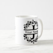 Bloemend Alphabet met Naam Eigen Monogram Koffiemok (Voorkant rechts)