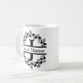 Bloemend Alphabet met Naam Eigen Monogram Koffiemok (Voorkant links)