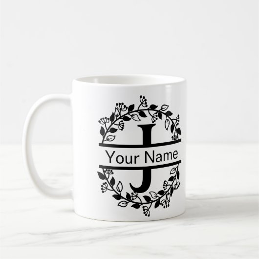 Bloemend Alphabet met Naam Eigen Monogram Koffiemok (Links)