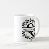 Bloemend Alphabet met Naam Eigen Monogram Koffiemok (Voorkant rechts)