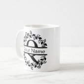 Bloemend Alphabet met Naam Eigen Monogram Koffiemok (Voorkant links)