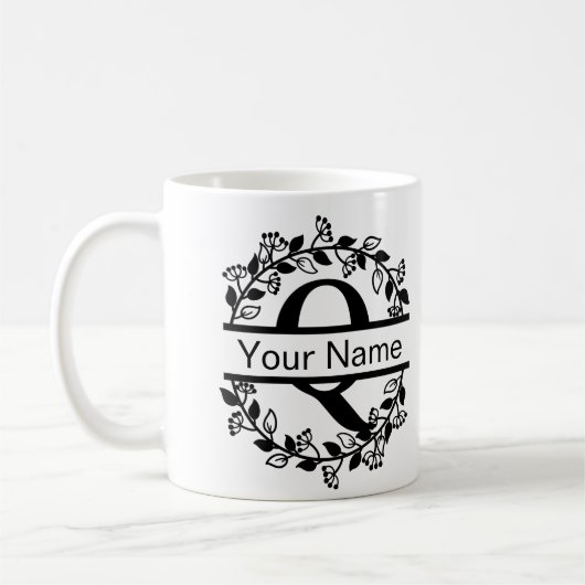 Bloemend Alphabet met Naam Eigen Monogram Koffiemok (Links)