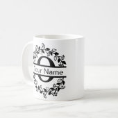 Bloemend Alphabet met Naam Eigen Monogram Koffiemok (Voorkant links)