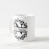 Bloemend Alphabet met Naam Eigen Monogram Koffiemok (Voorkant links)