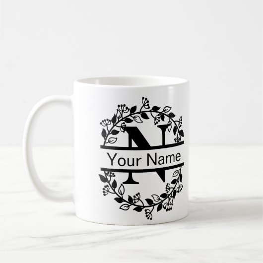 Bloemend Alphabet met Naam Eigen Monogram Koffiemok (Links)
