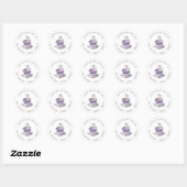 bloemend anker paarse monogram retouradres ronde sticker (Vel)