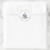bloemend anker paarse monogram retouradres ronde sticker (Tas)