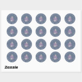 bloemend anker paarse monogram retouradres ronde sticker (Vel)