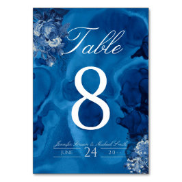 Bloemend blauw aquarel ombre marine rozen kaart