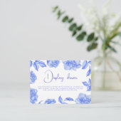 Bloemend blauw Bruidsdouche display douche Informatiekaartje (Staand voorkant)