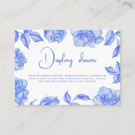 Bloemend blauw Bruidsdouche display douche Informatiekaartje
