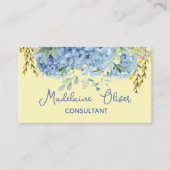 Bloemend blauw geel modern chic visitekaartje (Voorkant)