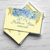 Bloemend blauw geel modern chic visitekaartje