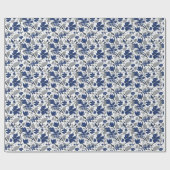 Bloemend blauw grijs "Clematis Vine Floral" Cadeaupapier (Vlak)