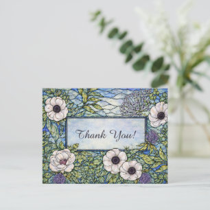 Bloemend Blauw Groen Gebrand Glas Dank Je Wel Briefkaart