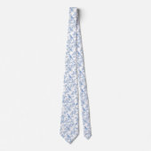 Bloemend blauw toile de jouy das (Voorkant)