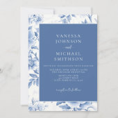 Bloemend blauw wit Toile De Jouy Kaart (Voorkant)