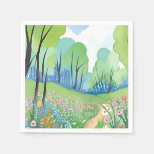 Bloemend Bos Natuur Waterverf Wilde Bloemen Servet