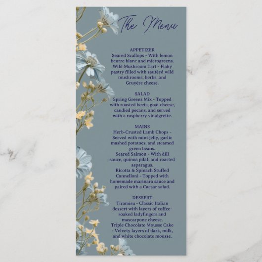 Bloemend bruiloftsmenu, Minimaal menu, Elegant Menu (Voorkant)