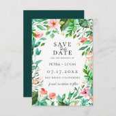 Bloemend Eiland Koraal Bloemen Save The Date Aankondiging (Voorkant / Achterkant)