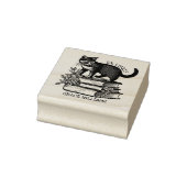 Bloemend Ekslibris Boekplaat, Vintage Kat Boek  Rubberstempel (Stempel)