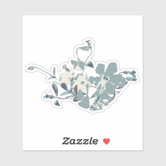 Bloemend grijs blauw crème Clematis-wijnpatroon Sticker (Vel)