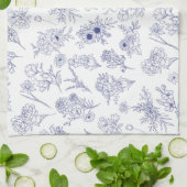 Bloemend handdoek in klassiek blauw en wit (Gevouwen)