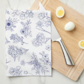 Bloemend handdoek in klassiek blauw en wit (Quarter Fold)