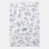 Bloemend handdoek in klassiek blauw en wit (Verticaal)