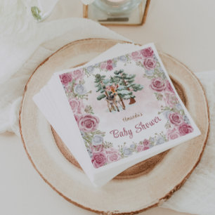 Bloemend Hert Sneeuwvlokken Baby Meisje Shower Servet