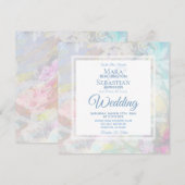 ~ Bloemend Kant Marmer Romantische Vintage Bruilof Kaart (Voorkant / Achterkant)