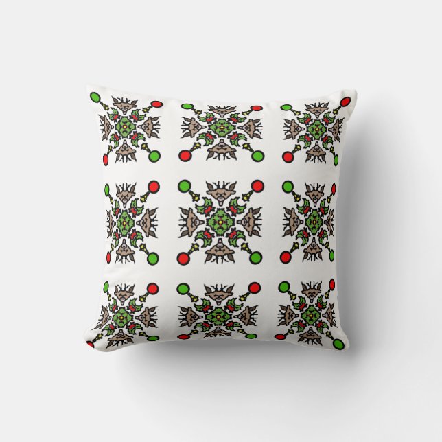 Bloemend Mandala Naadloos Patroon Kussen (Voorkant)