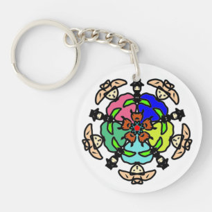 Bloemend mandala naadloos patroon sleutelhanger