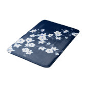 Bloemend Navy Blauwe Witte Badmat (Gekanteld)