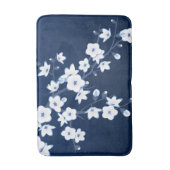 Bloemend Navy Blauwe Witte Badmat (Voorkant Verticaal)