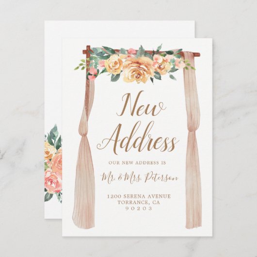 Bloemend Nieuw Adres | Rustieke Nieuwe Thuis Aankondigingskaart (Voorkant / Achterkant)