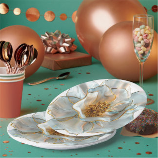 Bloemend Porselein Glas Bloem Ronde Papieren Bord