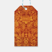 Bloemend rode en goudgele Wm Morris Cadeaulabel (Voorkant)